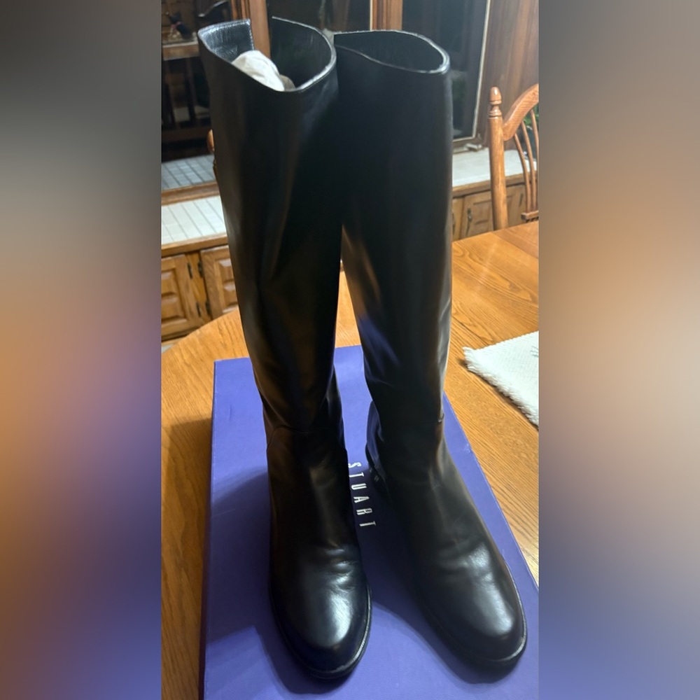 Stuart Weitzman black calf leather boots